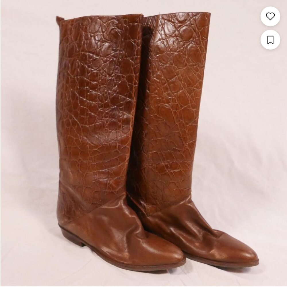Brown Textured Leather Unisa Boots